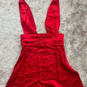 Red silk dress